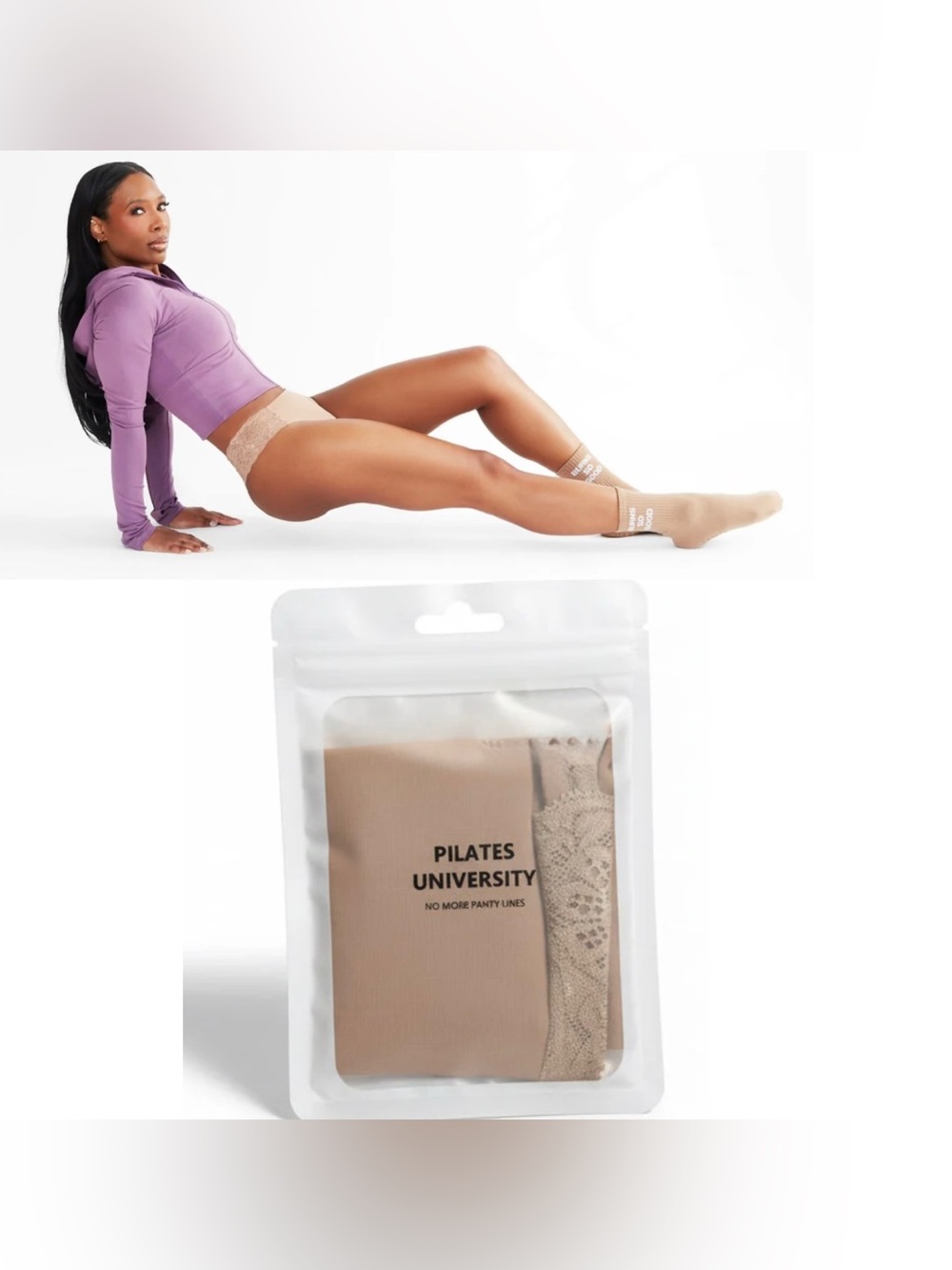 Pilates University Nude Lace Thong Seamless Active Large